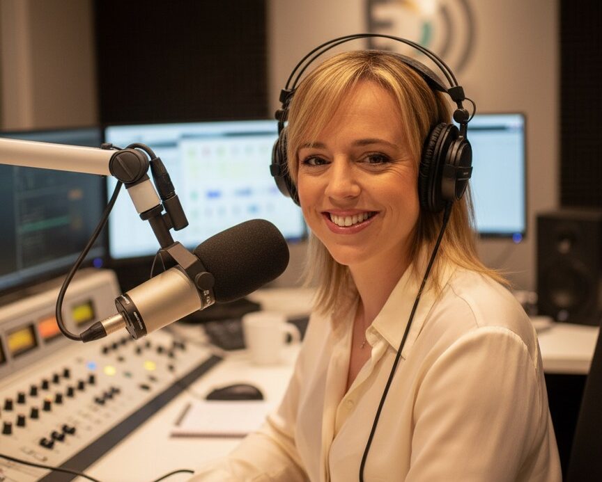 Sarai Rodriguez Lecuna en la radio, en noviembre saldrá su primer directo al mes por radio