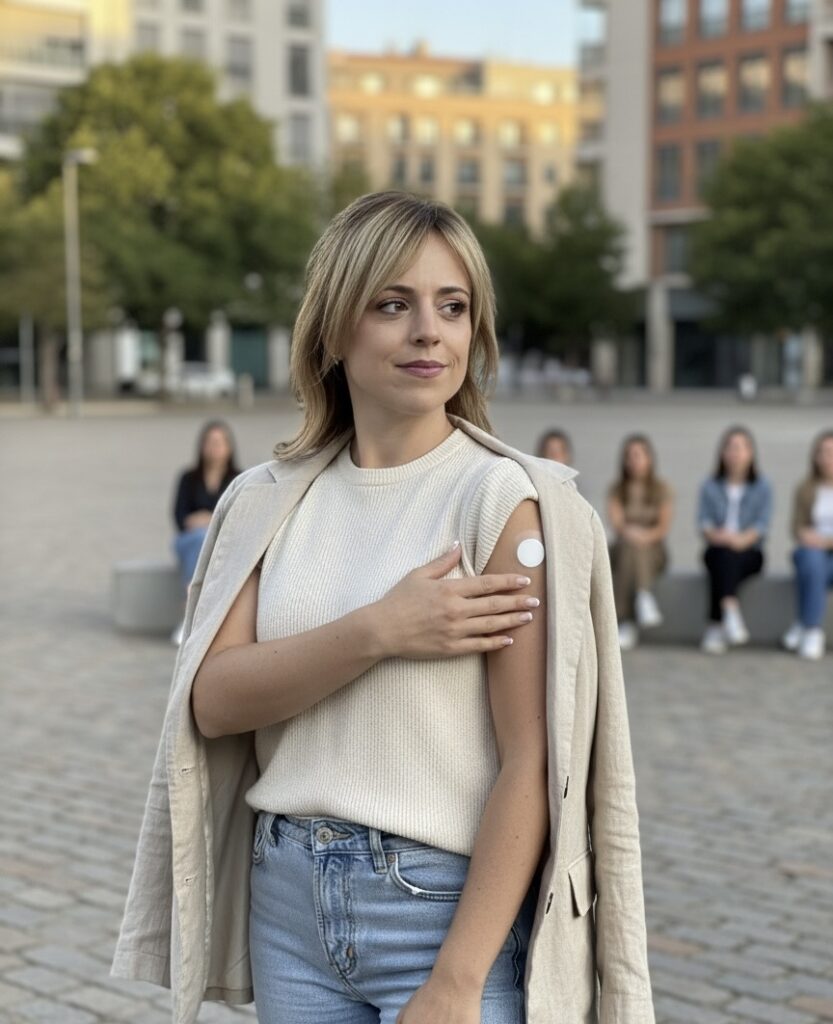 sarai rodriguez lecuna mostrando su sensor orgullosa